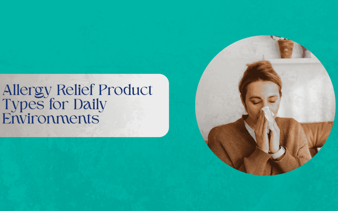 Selection of everyday allergy relief products on a light surface
