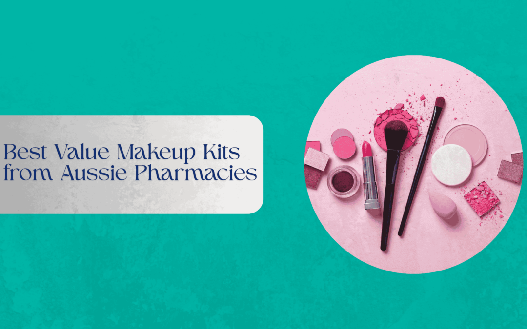 Assorted makeup kits displayed in a pharmacy setting