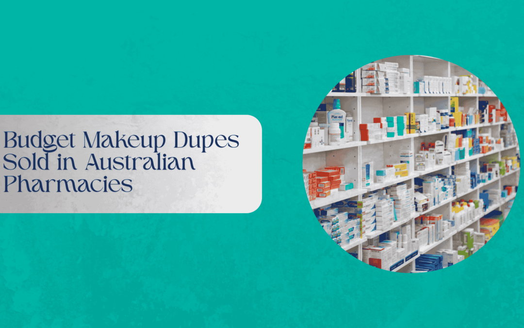 Budget makeup products displayed on a pharmacy shelf