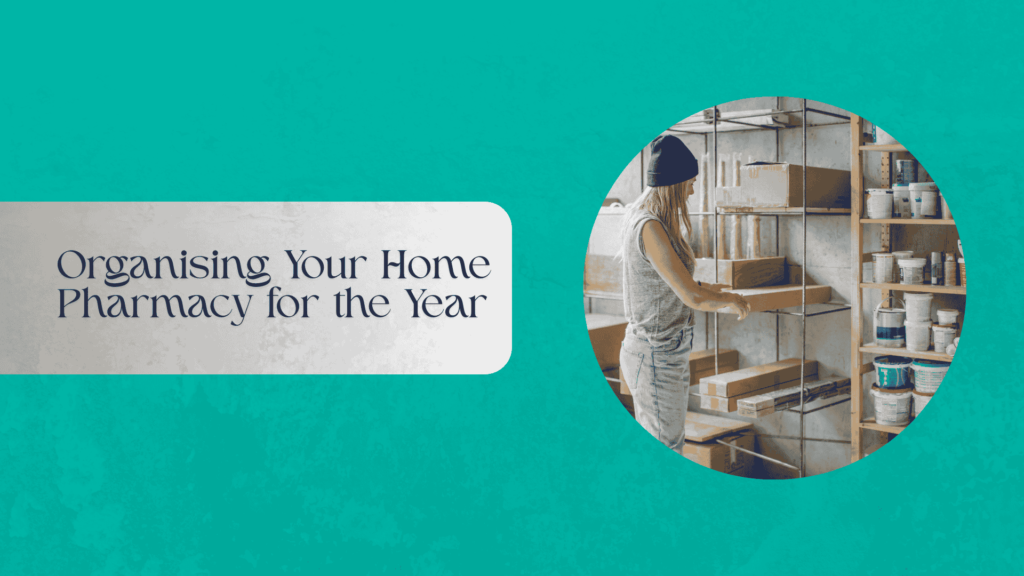 Organised home pharmacy with daily care items