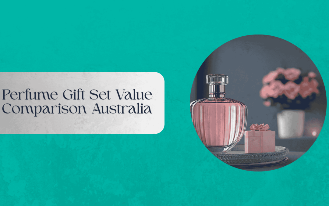 Assorted perfume gift sets arranged for comparison